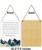 BELLOWDEER Inspirational Decor Deuteronomy 31:8 Christian Gifts Bible Verse Wall Art Scripture Wooden Hanging Sign for Modern Home Office Bathroom Bedroom Wall Art Decoration 8 x 10 Inches