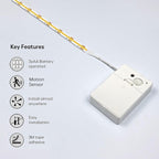 Battery Powered LED Strip Lights, COB Motion Sensor LED Strip Lights 20 inch x 3 Pack for Kitchen Under Cabinet Lighting, Shelves, Under Counter, Closet, Cordless Click Light, Warm White 3000K