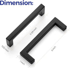 Ravinte 10 Pack Black Solid Kitchen Cabinet Handles Matte Black Cabinet Pulls Slim Drawer Pulls with 3-1/2 Inch Hole Center Square Bar Kitchen Cabinet Hardware