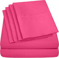 6 Piece Bed Sheet Set, Split King, Fuschia
