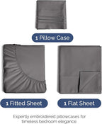 Twin Size 3 Piece Sheet Set - Comfy Breathable & Cooling Bed Sheets Set - Hotel Luxury Bedding for Women, Men, Kids, Teens, Boys & Girls - Deep Pockets, Ultra-Soft, Wrinkle Free - Oeko-Tex - Dark Grey