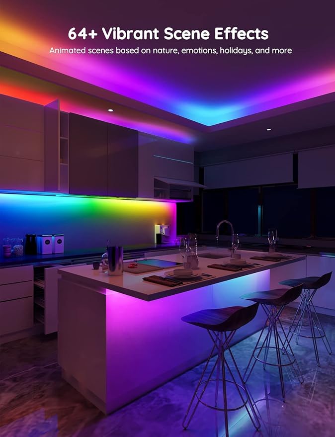 Govee 65.6 feet RGBIC LED Strip Lights for Bedroom, Smart Strip Lights Alexa Compatible, Color Changing LED Lights, Home Decor, 2 Rolls of 32.8 feet