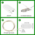 6 Pack LED Fairy Lights 7ft Battery Powered Waterproof Silver Wire 20 Led Mini String Mason Jar Lights for DIY Wedding Party Bedroom Patio Easter Christmas (Green)