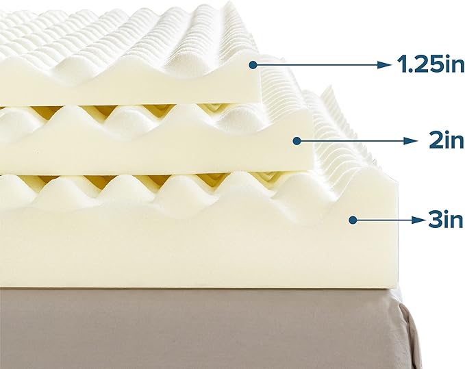 ZINUS 2 Inch Copper Cooling Memory Foam Mattress Topper With Airflow Design, Full, White