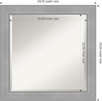 Amanti Art Silver Bathroom Mirror for Over Sink, 24x24 Vista Brushed Nickel Square Vanity Mirror, Medium Casual Frame, Hangs Horizonally and Vertically, Bathroom Wall Decor, Beveled Edge
