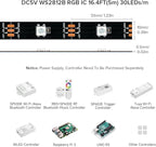 BTF-LIGHTING WS2812B IC RGB 5050SMD Pure Gold Individual Addressable LED Strip 16.4FT 150LED 30Pixel/m Flexible Full Color IP65 DC5V for DIY Chasing Color Project(No Adapter or Controller)