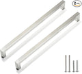 Cabinet Pulls Brushed Nickel Cabinet Handles Square Drawer Pulls, 2 Pack 12-3/5 Inch Stainless Steel Kitchen Door Cupboard Cabinet Handles, Cabinet Hardware Drawer Handles, 320mm Hole Centers