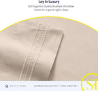 Split King Sheets - Breathable Luxury Sheets with Full Elastic & Secure Corner Straps Built In - 1800 Supreme Collection Extra Soft Deep Pocket Bedding Set, Sheet Set, Split King Size, Beige