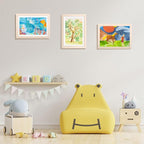 KINLINK A4 Kids Art Frames Set of 2, Solid Wood Kids Artwork Frames Changeable with Acrylic Front Opening Holds 150 Pictures 8.3x11.7, Art Frame for Kids Artwork with Mat or without Mat, Natural