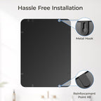 USHOWER Black Bathroom Mirror for Over Sink 22 x 30 Inch, Matte Black Rectangle Mirror for Wall, Rounded Metal Frame Vanity Mirror