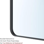 VocalStar Black Bathroom Mirror for Wall, 36 x 36 Inch Rounded Rectangle Metal Framed Bathroom Wall Vanity Mirror Farmhouse, 1/4-inch Shatterproof Glass | Ultra-Flush Hanging