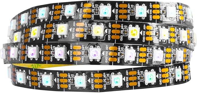 BTF-LIGHTING WS2812B IC RGB 5050SMD Pure Gold Individual Addressable LED Strip 3.28FT 60LED 60Pixel/m Flexible Full Color IP30 DC5V for DIY Chasing Color Project(No Adapter or Controller)