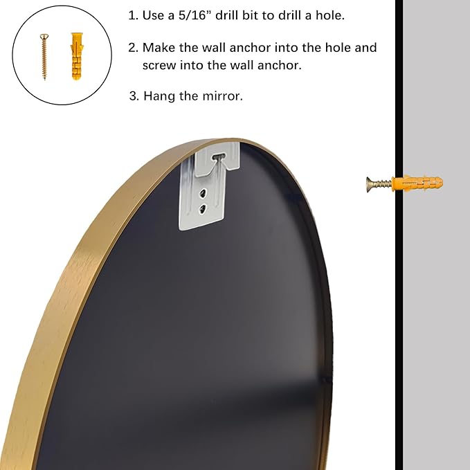 Gold Circle Mirror, Round Mirror 20 inch, Gold Mirror Metal Frame, Round Wall Mirrors for Bathroom, Bedroom, Living Room, Entryway.