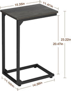 AMHANCIBLE C Shaped Side Table, End Tables Living Room Set of 2, Slide Under Couch Table for Sofa, TV Trays for Bedroom, Small Space, Dark Grey, HET02CDG