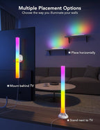 Govee RGBIC Light Bars, 15 Inches WiFi TV Backlight Suitable for 45-70 inch TVs, Smart Light Bars with Multiple Placement Options, Work with Alexa and Google Assistant, White
