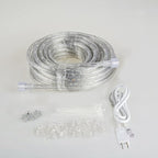 50ft/15m Plug in LED Rope Lights, 540 Daylight White LEDs, 110V, Waterproof,Connectable, Power Socket Connector Fuse Holder, Indoor/Outdoor Use, Ideal for Backyards, Decorative Lighting