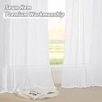 RYB HOME White Curtains & Drapes - Linen Textured Semi Sheer Curtains Privacy Panels for Living Room Bedroom Dining Bathroom Farmhouse Bay Window Decor, W 70 x L 84, 2 Pcs