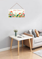 Personalized Planet Sign Funny Flowers Themed For Kids Room Boys Bedroom Door Decor,Custom Name Wall Art Decor Decorative Plate for Girls Room Nursery Little Man Cave