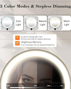 30X/1X Wall Mounted Lighted Makeup Mirror, 9'' Height Adjustable Double Sided 5000mAh Rechargeable Magnifying Bathroom Mirror with Light, 3 Color Modes Touch Dimmable Extended Arm 360 Rotation