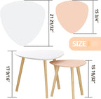 BAMEOS Bamboo Nesting Triangle End Table,Set of 2 Coffee Table Modern Minimalist Side Table for Living Room (White & Pink)