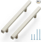JOY DECOR 10 Pack 5 Inch Brushed Nickel Square Cabinet Handles Stainless Steel Cabinet Hardware Pulls for Kitchen and Drawers with 7-3/8 Inch Overall Length