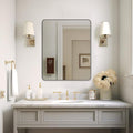 ANDY STAR 40x32 Inch Chrome Mirror for Bathroom, Chrome Bathroom Vanity Mirror, Rounded Rectangle Mirror, Anti-Rust SUS304, Seamless Tube Metal Frame, 1’’ Deep Wall Mounted Vertically/Horizontal
