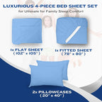 DREAMCARE Full Size Sheets – 4 pc – up to 21” Deep Full Sheet Set – Hotel Luxury Sheets & Pillowcases – Superior Softness 100% Fine Microfiber with Side Pocket – Light Blue