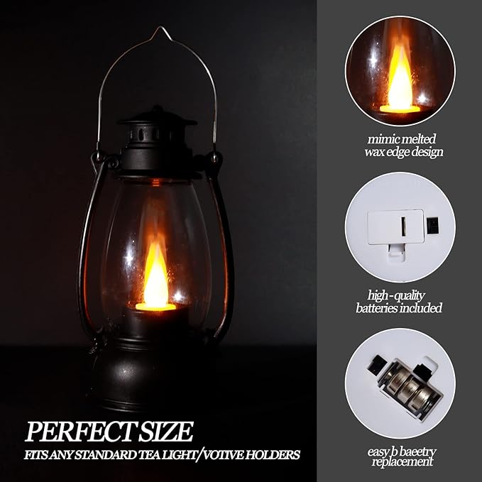 5.1 inch Mini Lanterns 6-Pcs LED Candle Small Lanterns Decorative Indoor Outdoor Hanging Light Ornaments Home Decor for Weddings Western Camping Party Halloween Christmas Decorations