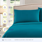 1800 Supreme Collection - Breathable Luxury Full Size Sheet Set with Full Elastic & Secure Corner Straps Built In, Extra Soft Deep Pocket Bedding Set, Teal