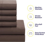 Sweet Home Collection 7 Piece Comforter Set Bag Solid Color All Season Soft Down Alternative Blanket & Luxurious Microfiber Bed Sheets, Brown, Queen