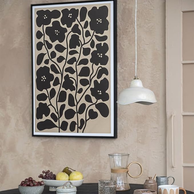 Bloomingville Wood Framed Textured Paper Wall Décor with Flowers