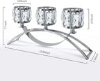 3 Arms Crystal Candle Holders, Arch Candlestick Table Candelabras Centerpieces for Wedding, Dinning Room, Cabinet Ornaments, Home Decoration， Gift (3-arm Arched, Silver)