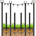 4 Pack 10Ft String Poles, Poles for Outside String Lights,Outdoor with Fork,Metal Poles Stand for Patio,Backyard,Deck