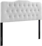 Modway Annabel Tufted Button Faux Leather Upholstered Queen Headboard in White