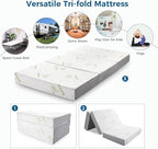 Inofia Twin Folding Mattress, 6 Inch Trifold Memory Foam Mattress with Ultra Soft Removable Cover, Non-Slip Bottom & Breathable Mesh Sides, Foldable & Portable - Twin Size (78" x 38" x 6")