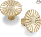 2 Pack Kitchen Cabinet Knobs Round Sunflower Dresser Knob Modern Drawer Hardware Cupboard Handles Furniture Knob for Bathroom Single Hole Knobs for Wardrobe Brushed Gold TYH-BG-K2