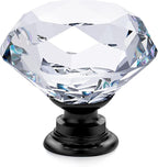 Ravinte 25 Pack Crystal Knobs for Dresser Drawers - 30 mm Glass Cabinet Knobs With Black Base, Diamond Shaped