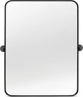 28" x 36" Pivot Rectangle Bathroom Mirror Tilting Beveled Black Metal Framed Vanity Mirrors for Wall, Tempered Glass