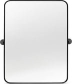 28" x 36" Pivot Rectangle Bathroom Mirror Tilting Beveled Black Metal Framed Vanity Mirrors for Wall, Tempered Glass