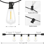 Brightever 120FT Outdoor String Lights Waterproof, 2700K Bright LED Patio Lights with 62 ST38 Shatterproof Vintage Bulbs, Retro Connectable Edison String Lights for Outside, Garden, Balcony, Porch