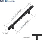 JOY DECOR 5 Pack Cabinet Handles, Black Cabinet Pulls, 5 in Hole Center Kitchen Hardware, Stainless Steel T Bar Handles for Dresser Drawers