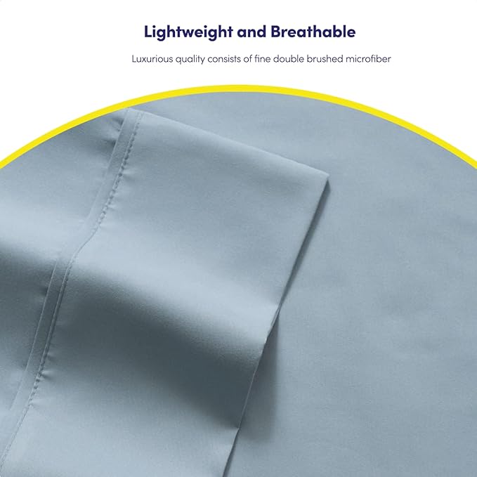 Twin Size Bed Sheets - 4 Piece 1500 Supreme Collection Fine Brushed Microfiber Deep Pocket Twin Sheet Set Bedding - 1 EXTRA PILLOW CASES, GREAT VALUE, Twin, Misty Blue