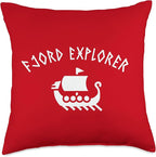 Viking Puns Funny Fjord Explorer Scandinavian Humor Throw Pillow, 18x18, Multicolor