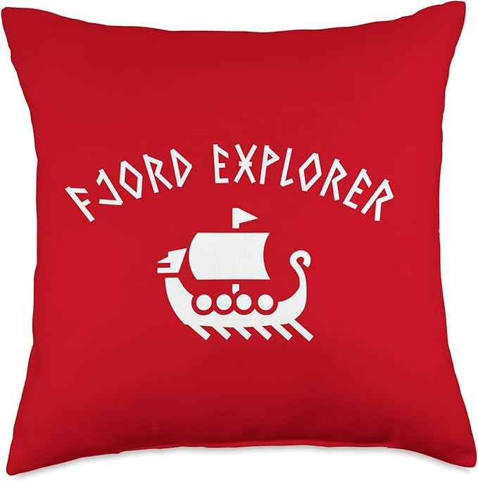 Viking Puns Funny Fjord Explorer Scandinavian Humor Throw Pillow, 18x18, Multicolor