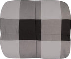 7 Piece Comforter Set Bag Solid Color All Season Soft Down Alternative Blanket & Luxurious Microfiber Bed Sheets, Queen, Buffalo Plaid Black/Gray
