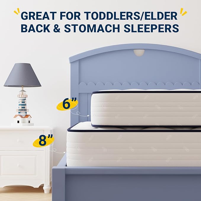 Avenco 8 Inch Queen Size Mattress, Foam and Spring Hybrid Mattresses in a Box, Medium Soft, Breathable Fabric & Adaptive Support, CertiPUR-US Certified, Queen Mattress in Guest and Kids Bedroom