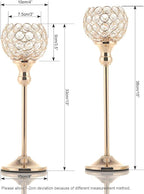 VINCIGANT Pack of 8pcs Candle Holders for Pillar Candles,Gold Candle Holders Bulk Wedding Centerpieces Metal Crystal Candlestick Holders Stand for Table Party Church Decor