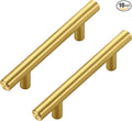 JOY DECOR 10 Pack Cabinet Handles, Gold Cabinet Pulls, 3 in Hole Center Kitchen Cabinet Handles, Stainless Steel T Bar Handles for Dresser Drawers