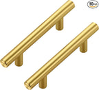 JOY DECOR 10 Pack Cabinet Handles, Gold Cabinet Pulls, 3 in Hole Center Kitchen Cabinet Handles, Stainless Steel T Bar Handles for Dresser Drawers
