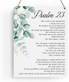 BELLOWDEER Bible Verse Psalm 23 Christian Gifts, Inspirational Wall Decor, Scripture Wall Art Wooden Hanging Sign for Modern Home Office Bathroom Bedroom Wall Art Decor 8x10 Inches
